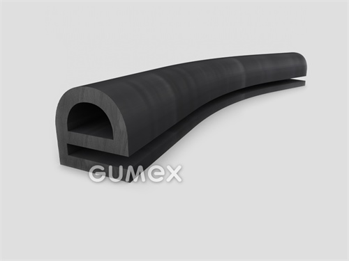 "e" Gummiprofil mit Loch, 20x20/3mm, 70°ShA, EPDM, -40°C/+100°C, schwarz, 